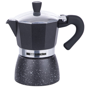 Caffettiera Alluminio Pressofuso 3 Tazze Moka con Manico Soft Touch Colore Nero