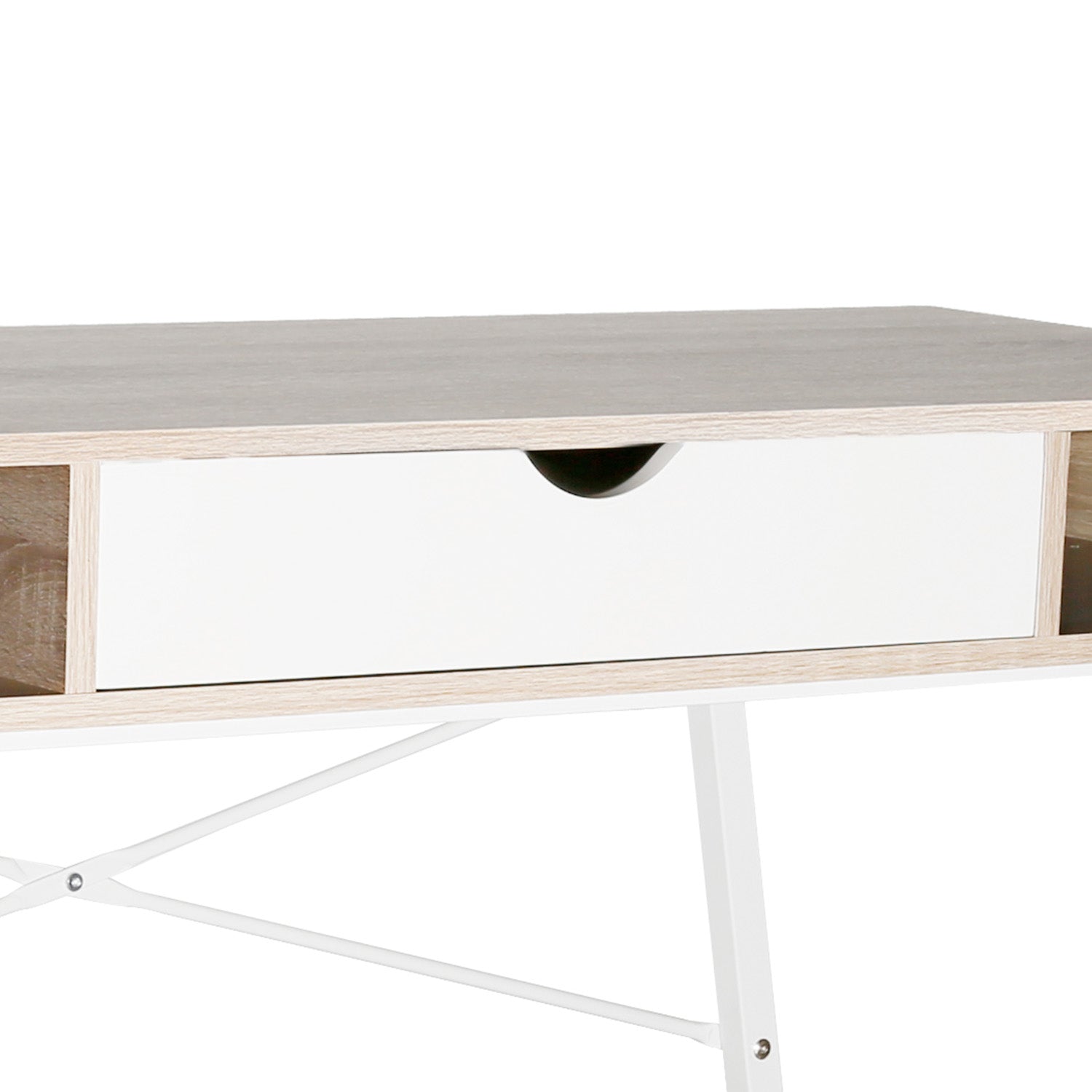 Gisele - scrivania in legno e metallo con cassetto + 2 vani - 120x48x76 cm