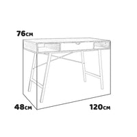 Gisele - scrivania in legno e metallo con cassetto + 2 vani - 120x48x76 cm