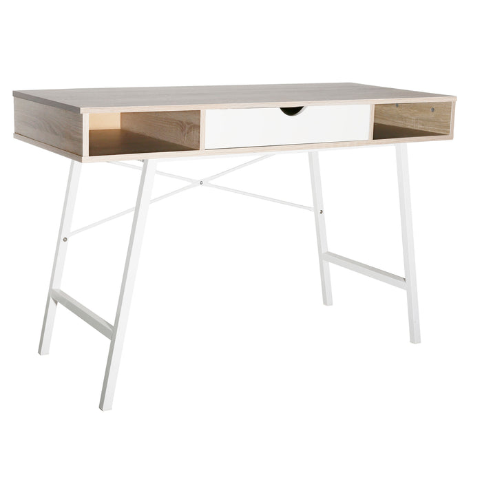 Gisele - scrivania in legno e metallo con cassetto + 2 vani - 120x48x76 cm