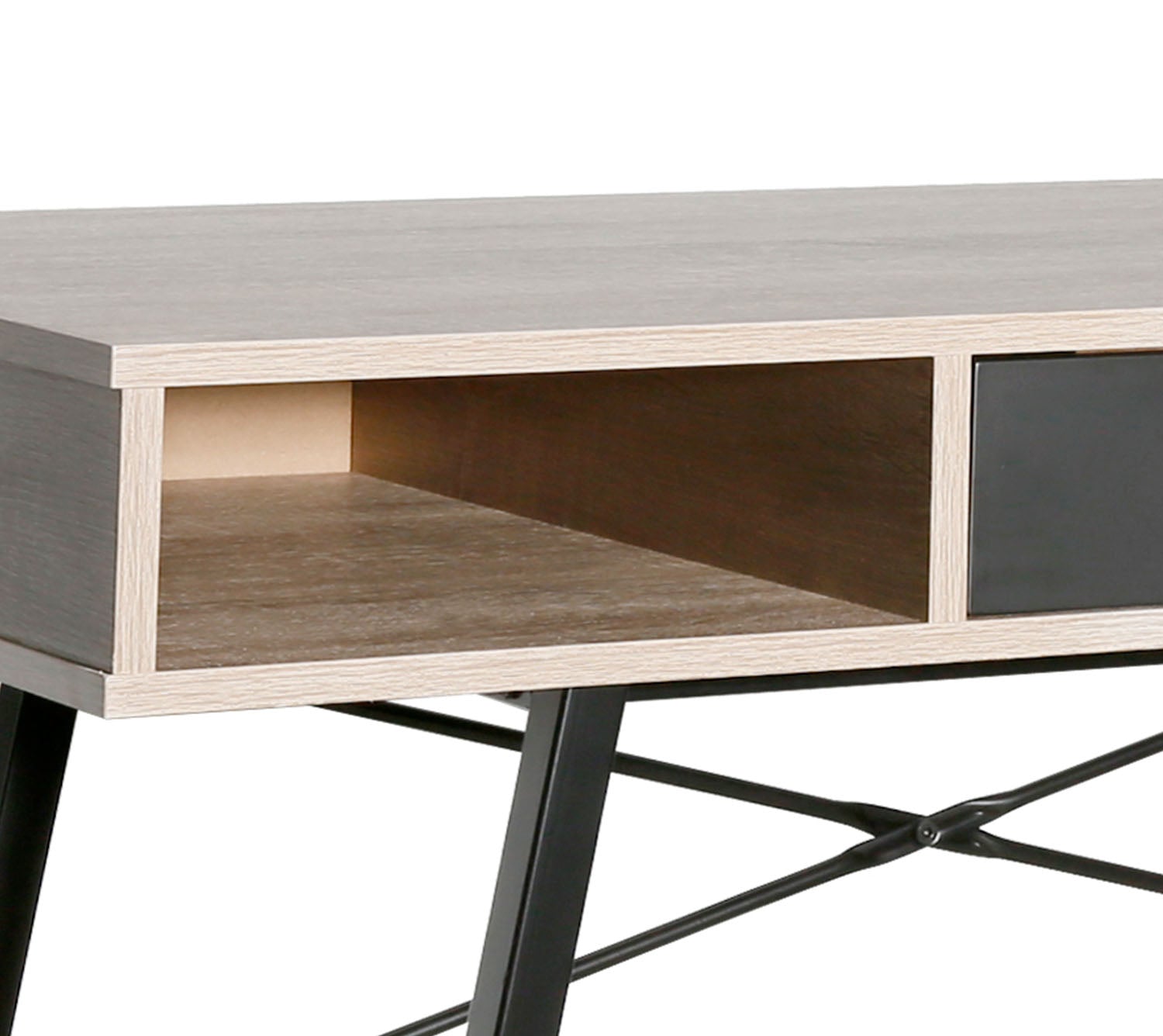 Gisele - scrivania in legno e metallo con cassetto + 2 vani - 120x48x76 cm