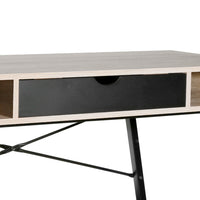 Gisele - scrivania in legno e metallo con cassetto + 2 vani - 120x48x76 cm