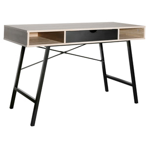 Gisele - scrivania in legno e metallo con cassetto + 2 vani - 120x48x76 cm