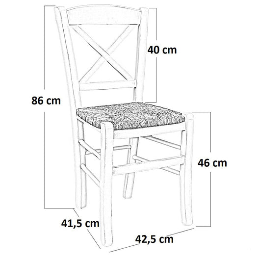 Sedia in legno venezia croce anticata bianca con seduta in paglia di riso