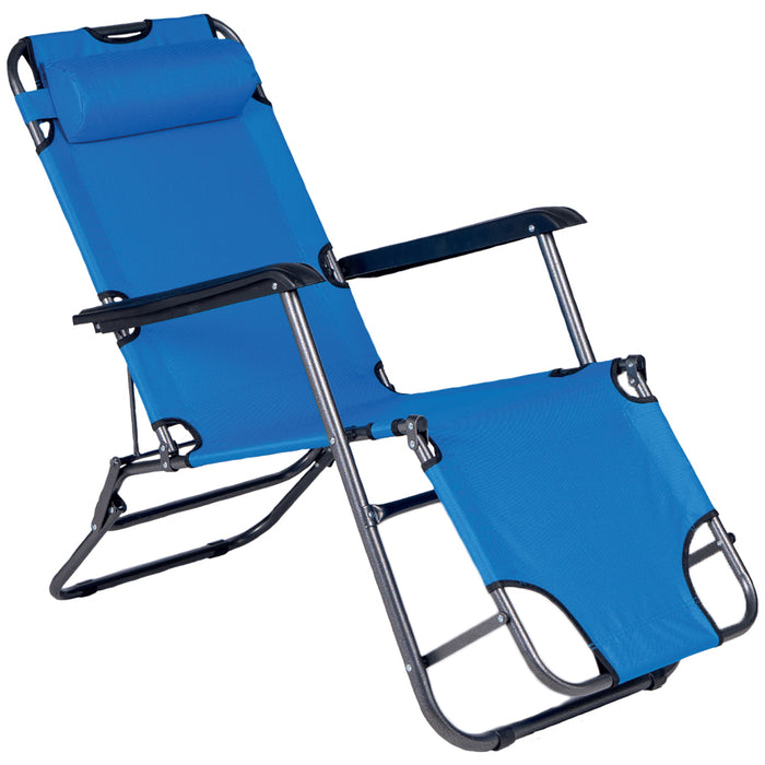 Sedia da Giardino Poltrona Relax Pieghevole Gravita Zero Acciaio Oxford Blu