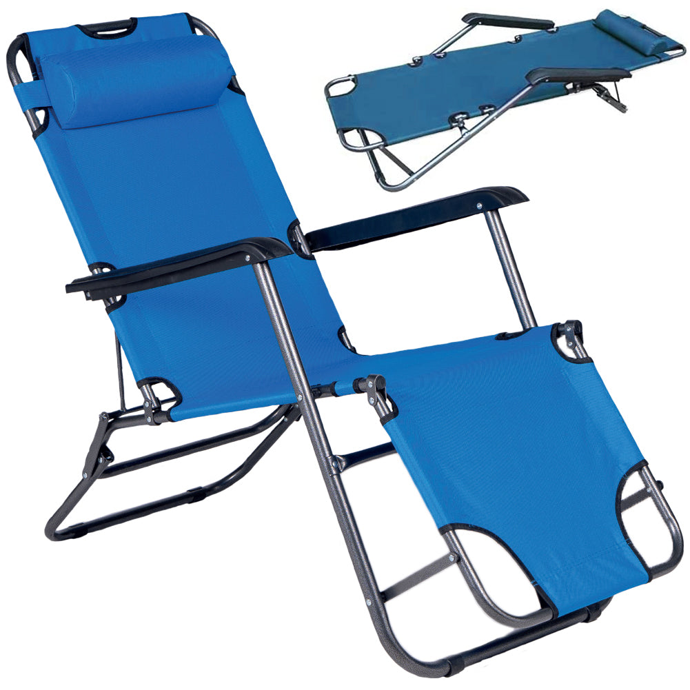 Sedia da Giardino Poltrona Relax Pieghevole Gravita Zero Acciaio Oxford Blu