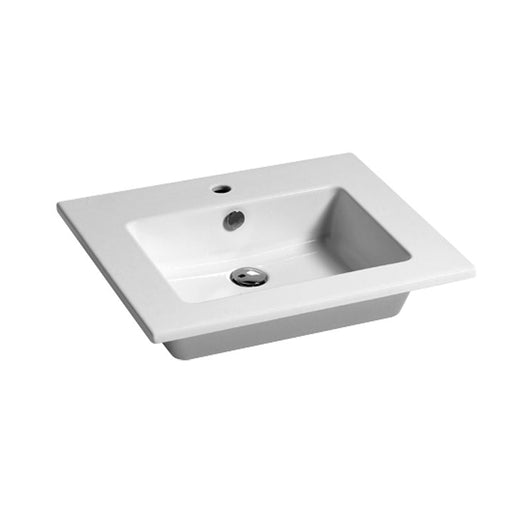 Lavabo consolle Azzurra Slim in ceramica cm 61 per installazione sospesa o semi-incasso su mobile 