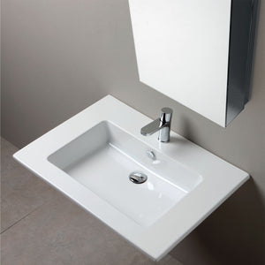 Lavabo consolle Azzurra Slim in ceramica cm 61 per installazione sospesa o semi-incasso su mobile 