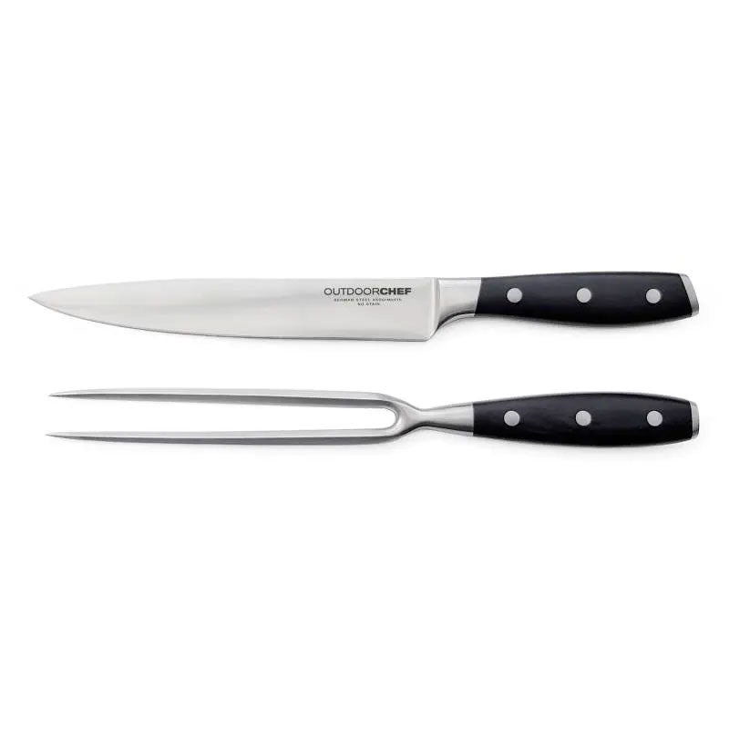 Forchettone e Coltello per Barbecue in Set Premium Outdoorchef in Acciaio