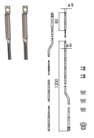 CISA 06441-00 ASTE INTERNE ZANC. KIT DIAM.8 L.120+80