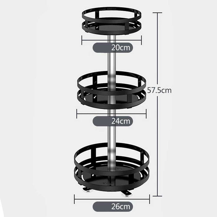 Supporto Dispenser Contenitore Porta spezie in Metallo 3 Ripiani Girevoli Rotondi