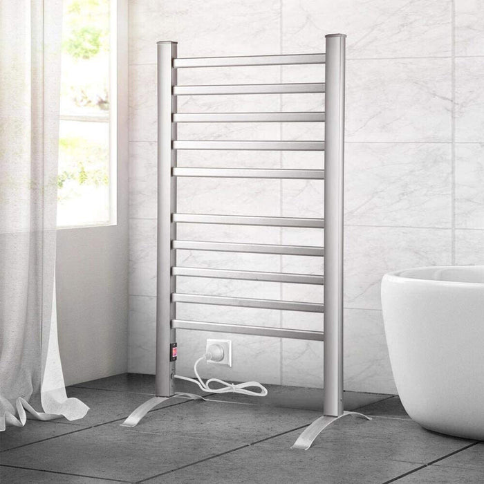 Scaldasalviette Termoarredo Elettrico per Bagno 2in1 da Parete e Terra 10 Barre