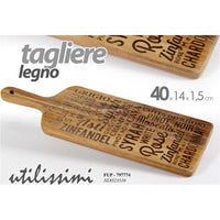 Tagliere in Legno con Scritte Nere e Manico Design Vintage Vassoio per Salumi