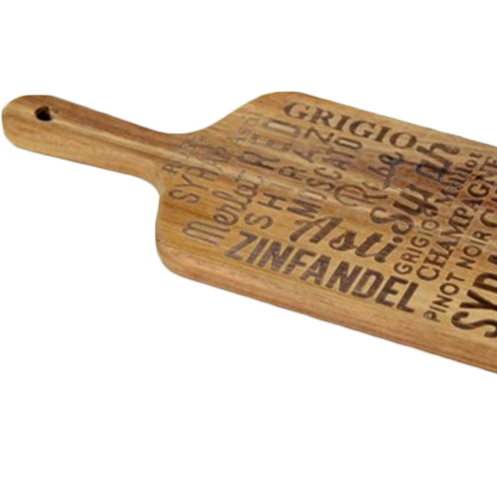 Tagliere in Legno con Scritte Nere e Manico Design Vintage Vassoio per Salumi