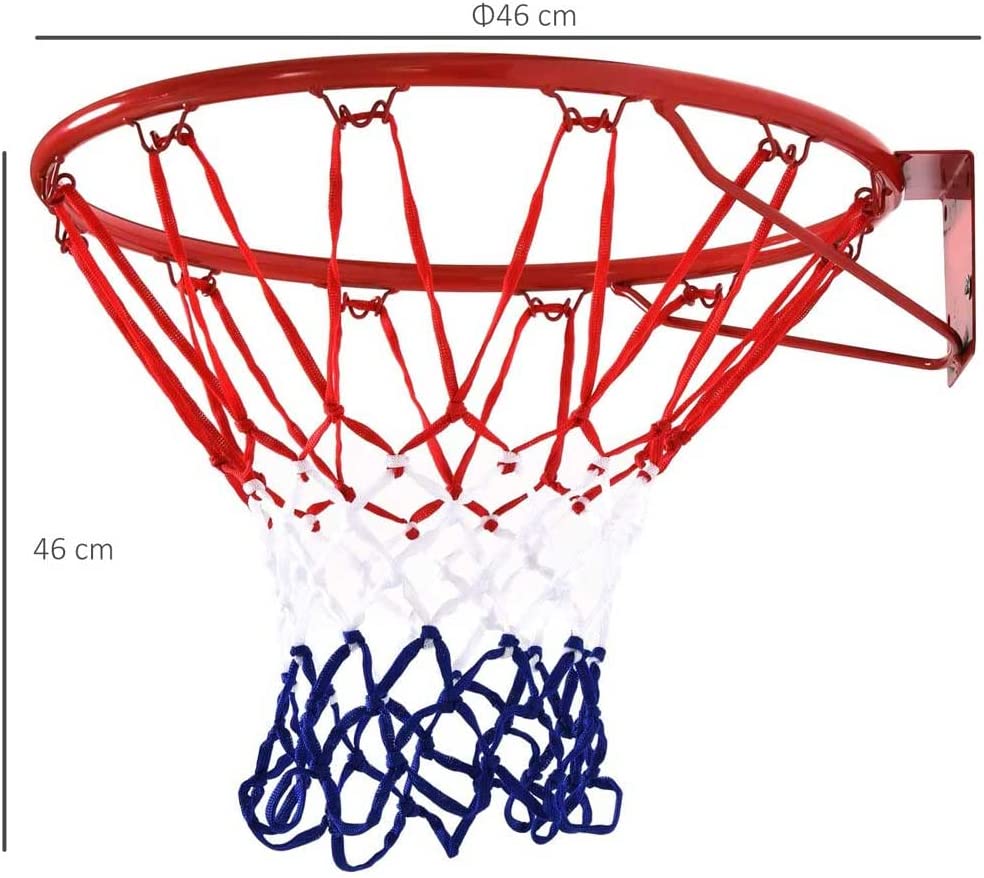 Canestro Basket Palla Canestro Regolamentare da Parete 45 cm in Metallo con Rete