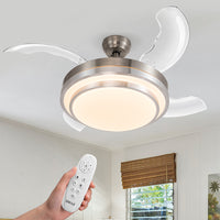 Ventilatore Lampadario da Soffitto 4 Pale richiudibili LED e Telecomando 106 cm