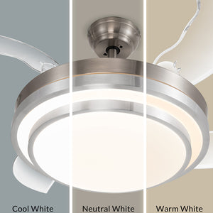 Ventilatore Lampadario da Soffitto 4 Pale richiudibili LED e Telecomando 106 cm