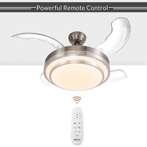 Ventilatore Lampadario da Soffitto 4 Pale richiudibili LED e Telecomando 106 cm