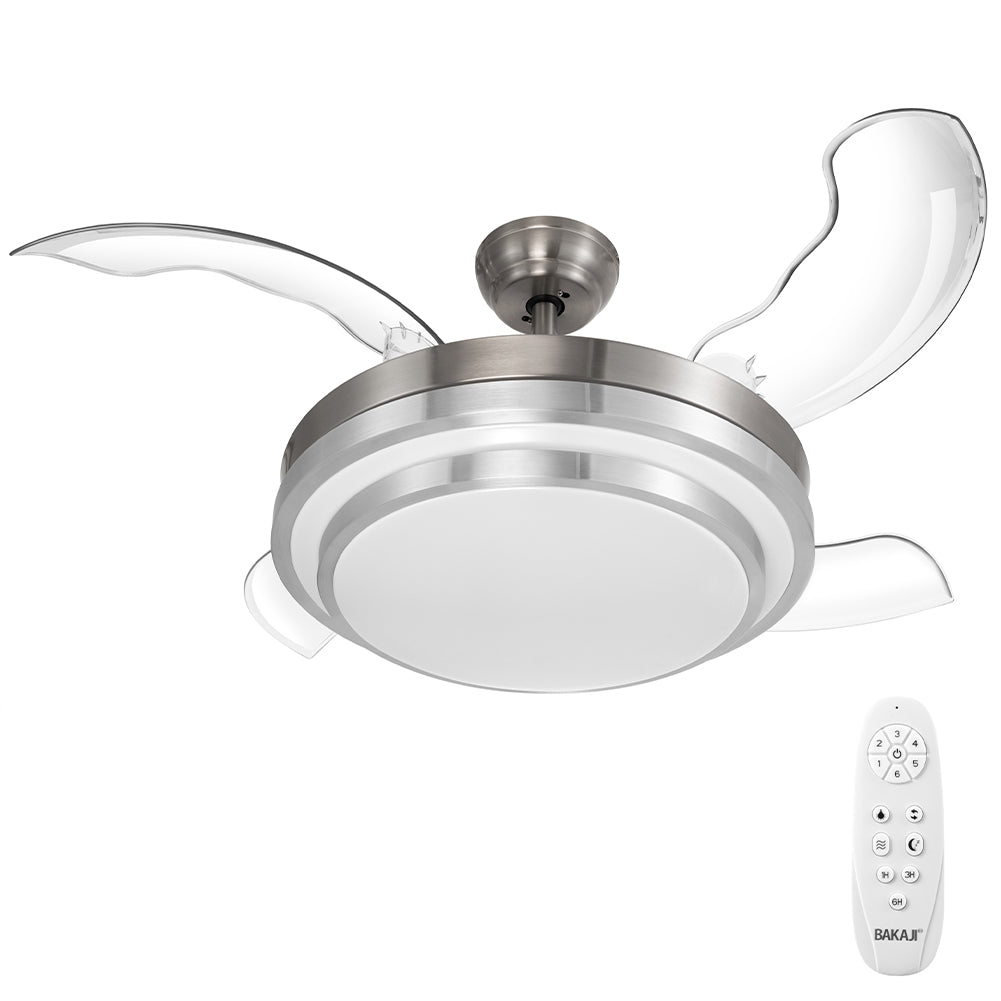 Ventilatore Lampadario da Soffitto 4 Pale richiudibili LED e Telecomando 106 cm