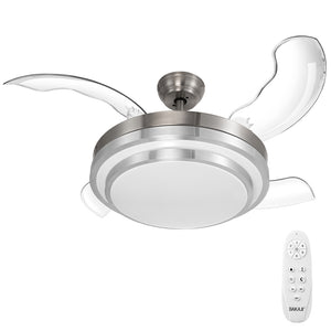 Ventilatore Lampadario da Soffitto 4 Pale richiudibili LED e Telecomando 106 cm