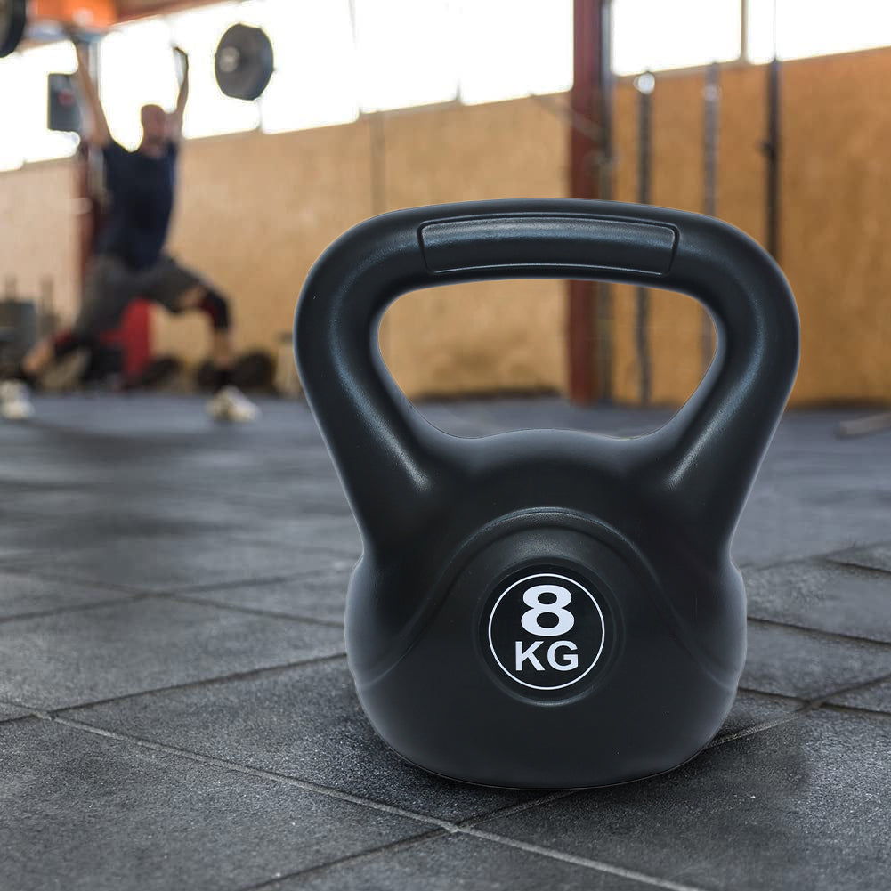 Kettlebell 8 Kg in PVC con Cemento Manico Antiscivolo Peso per Fitness Palestra