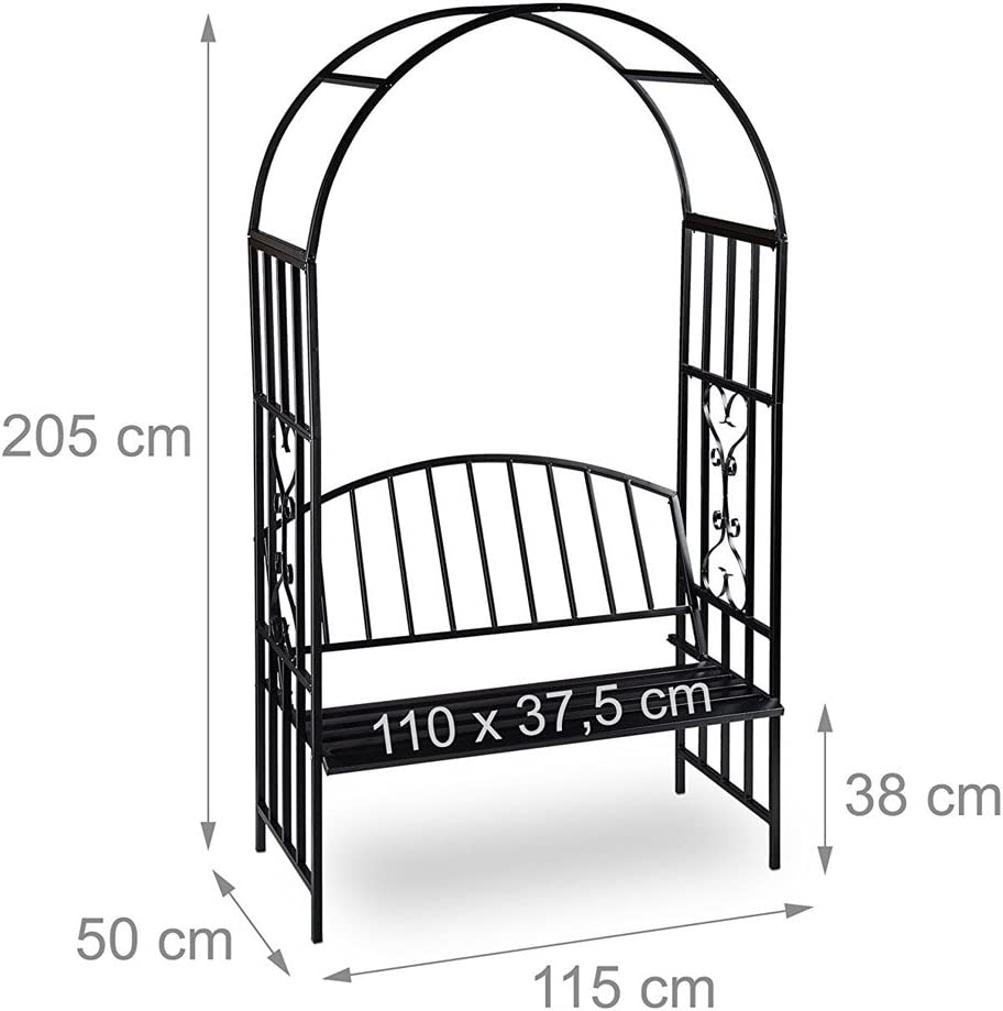 Panchina 2 posti con Arco da Giardino per Rose e Piante in Metallo 110x50x205 cm