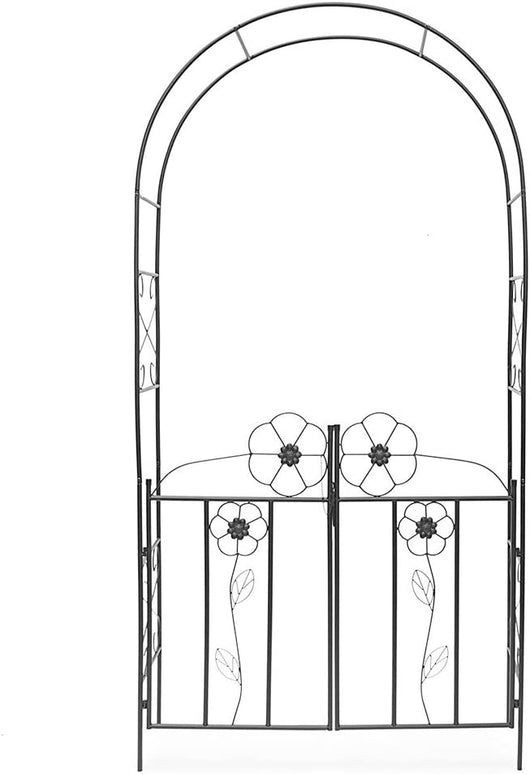 Arco da Giardino per Piante Rampicanti Rose con Cancello Battente in ferro 228cm