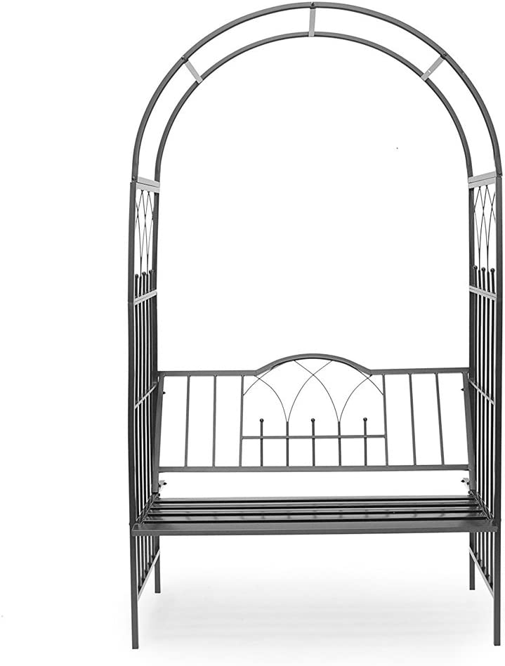 Panchina 2 Posti con Arco da Giardino x Piante Rampicanti in Ferro 115x59x203 cm