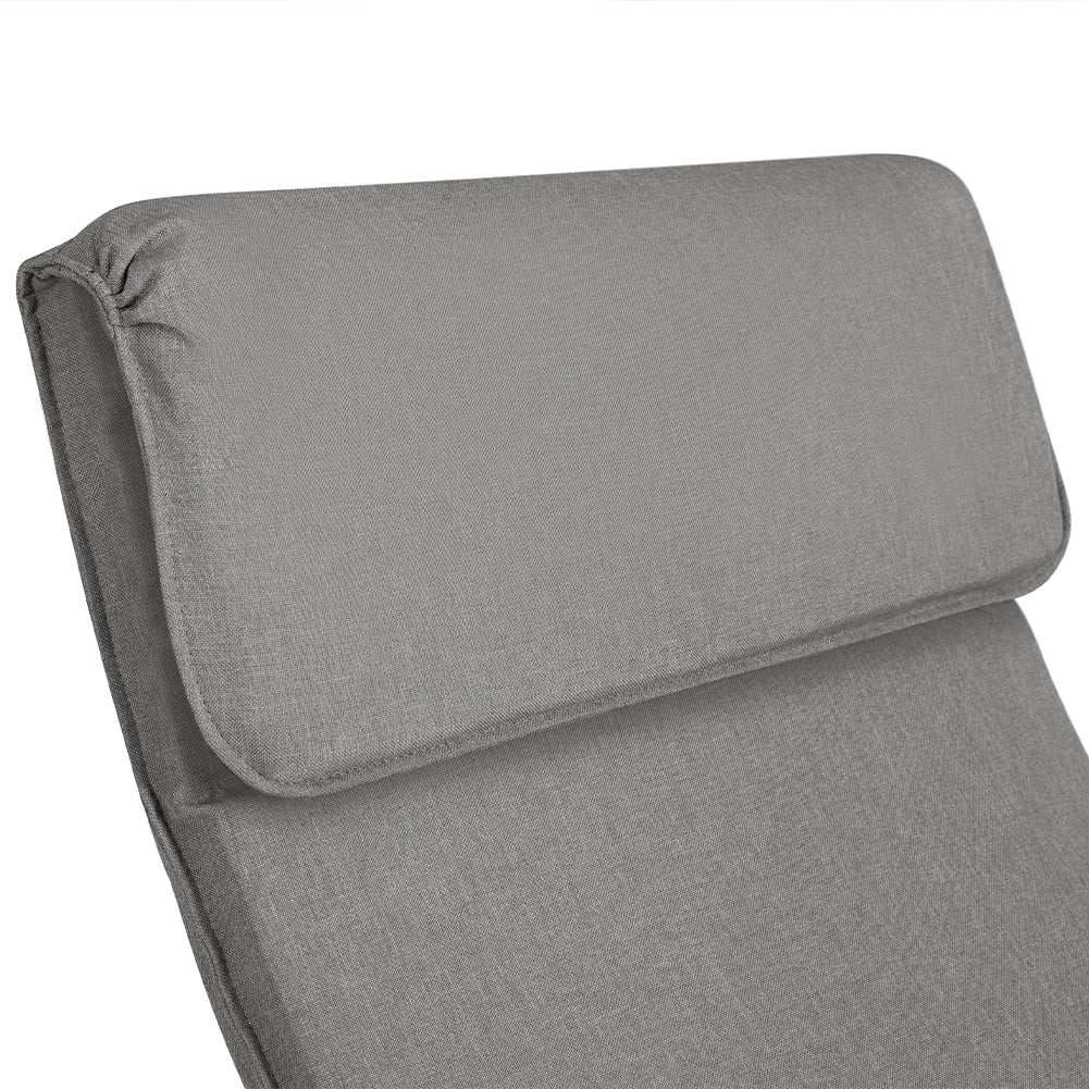 Sedia a Dondolo Poltrona Relax in Cotone Grigio con Schienale Cuscino Ergonomici