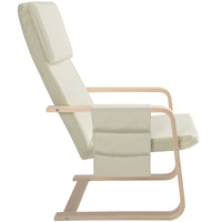 Sedia Poltrona Relax Ergonomica Rivestimento Cotone Beige con Borsa 2 Scomparti