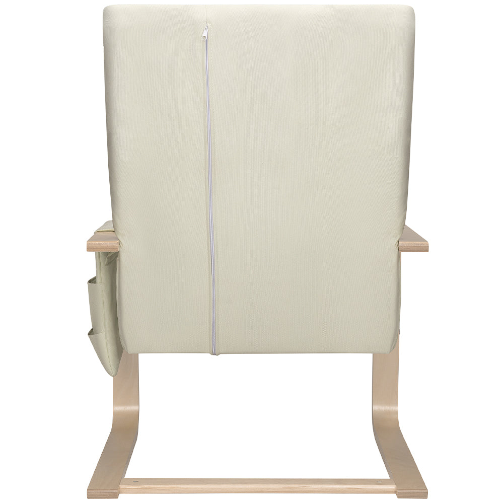 Sedia Poltrona Relax Ergonomica Rivestimento Cotone Beige con Borsa 2 Scomparti