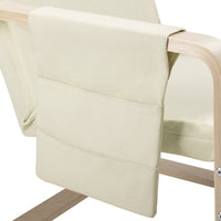 Sedia Poltrona Relax Ergonomica Rivestimento Cotone Beige con Borsa 2 Scomparti