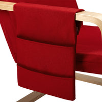 Sedia Poltrona Relax Ergonomica Rivestimento Cotone Rosso con Borsa 2 Scomparti