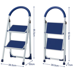 Scala Scaletta Pieghevole 2 Gradini Antiscivolo Sgabello Scaletto Acciaio Blu