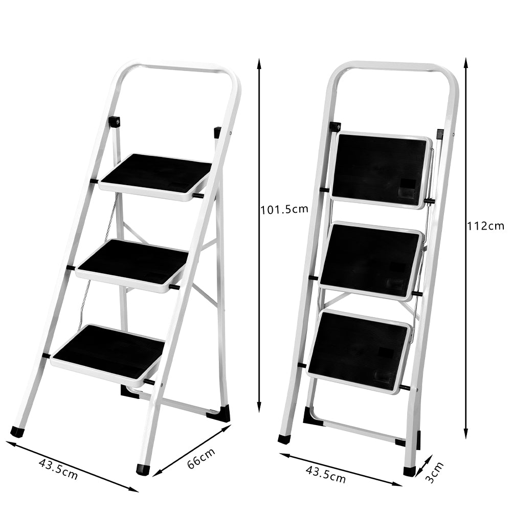 Scala Scaletta Pieghevole 3 Gradini Antiscivolo Sgabello Scaletto Acciaio Nero