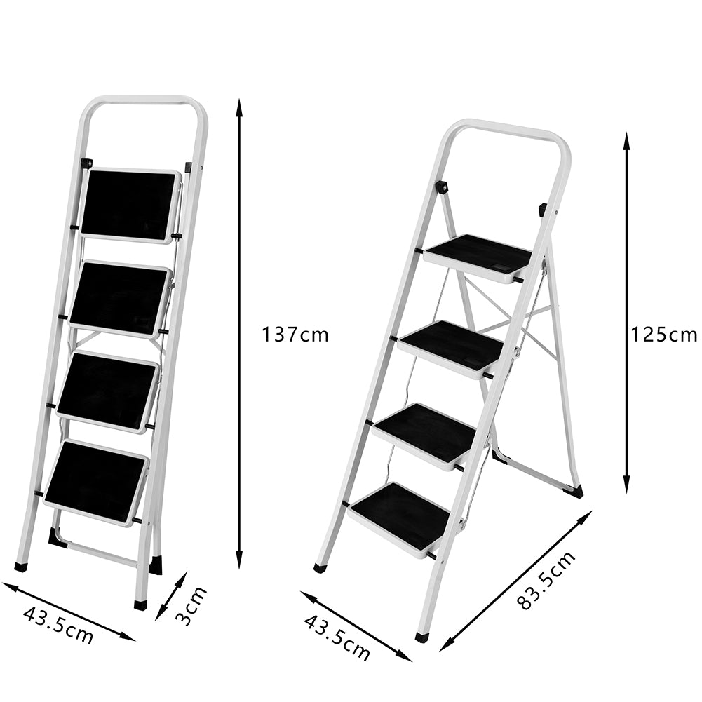 Scala Scaletta Pieghevole 4 Gradini Antiscivolo Sgabello Scaletto Acciaio Nero