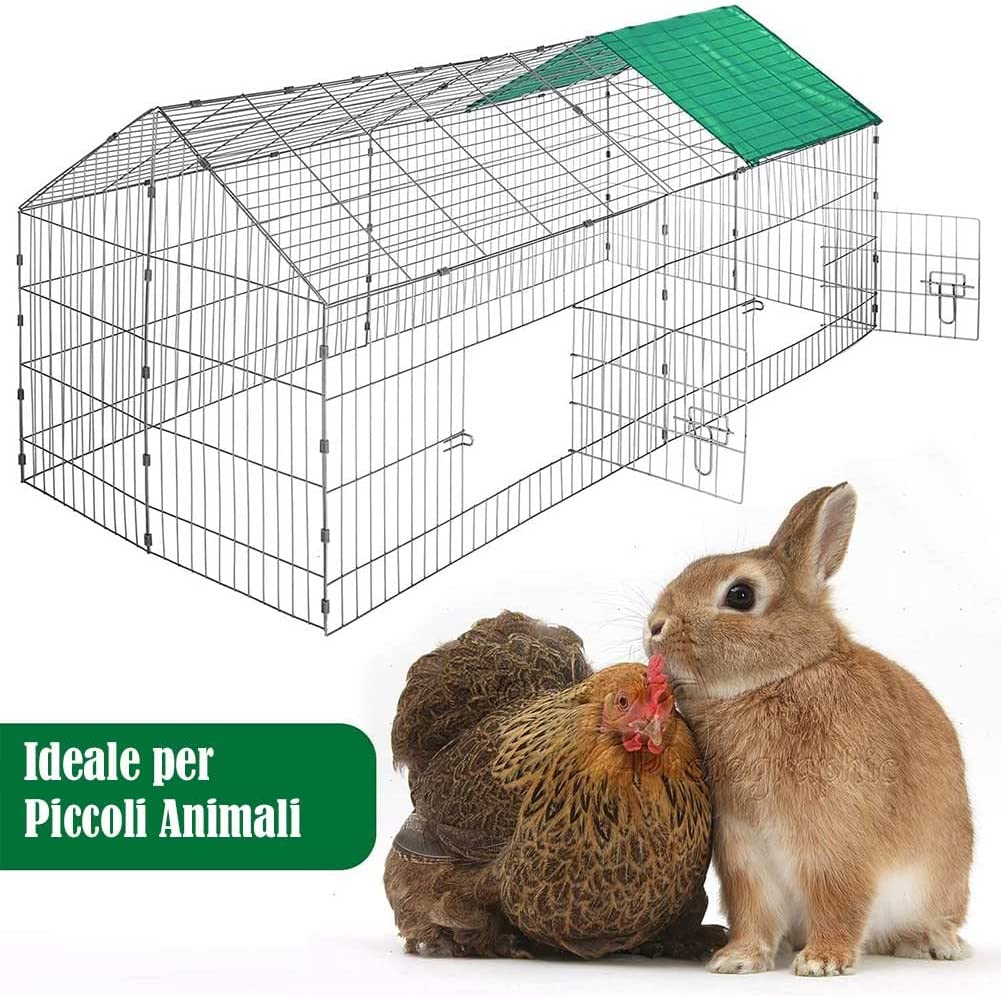 Gabbia per Conigli Recinzione per Animali Recinto 180x75 cm con Telo Protezione