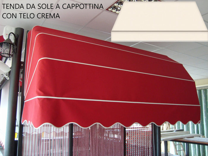 Tenda Sole Cappottina 4 Raggi, Telo PVC Crema, Largh. 1,50 x Sporgenza 1, UV-Resistente, Impermeabile Giardino, Balcone