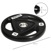 Set di 2 Dischi Pesi da 15 kg per Bilanciere Ø40x5 cm in Acciaio con Rivestimento in Gomma Nero