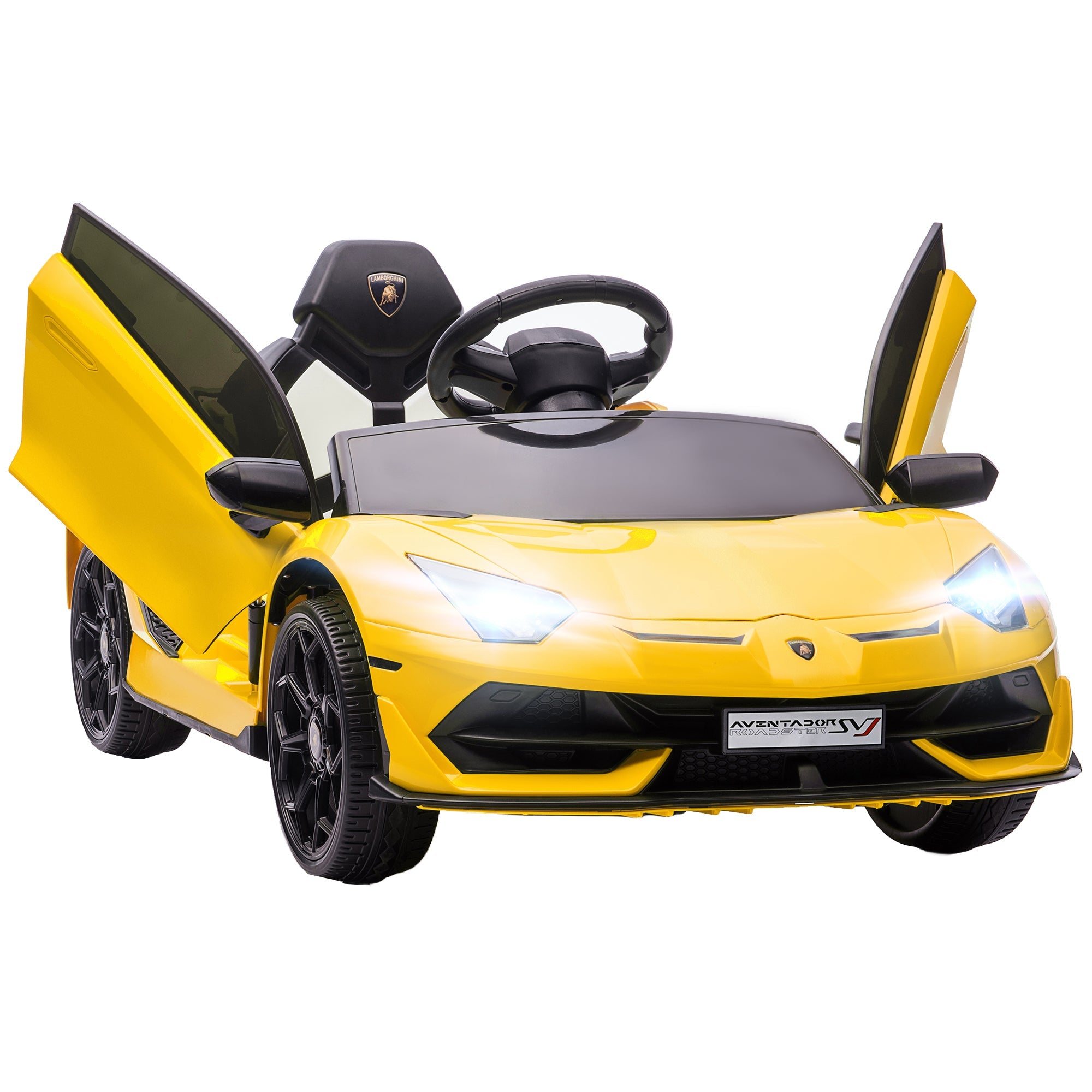 Macchina Elettrica per Bambini Licenza Lamborghini Aventador SVJ Roadster 12V Giallo