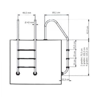 Scaletta Standard In Acciaio Inox 304 - 2 Gradini, Per Piscine Con Altezza Minima 0,90 M