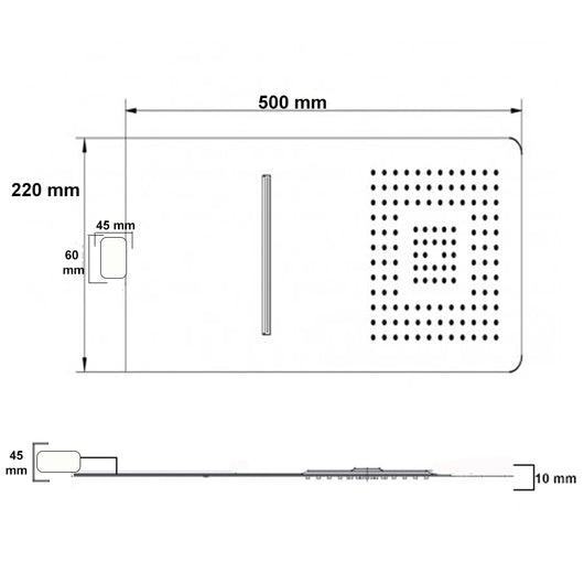 Wall kit a parete da incasso a muro acciaio inox + soffione doccia a parete acciaio inox punta quadrata con cascata