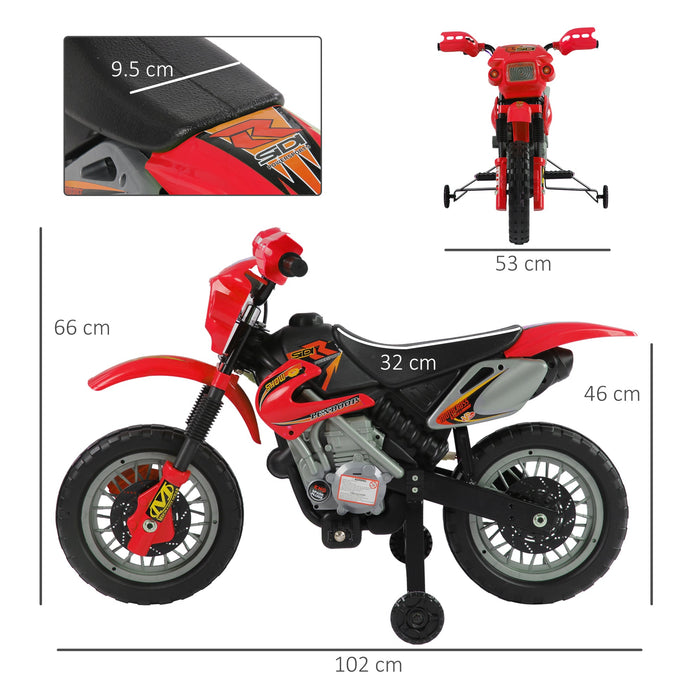 Moto Elettrica per Bambini 6V in Plastica PP Rosso e Nero