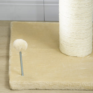 Albero Tiragraffi per Gatti 55x55x83 cm con Lettino e Pallina in Peluche e Sisal Beige