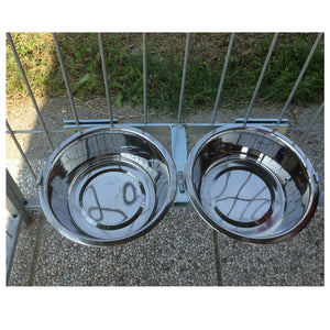 Porta ciotole per box cani regolabile in acciaio inox diametro ciotole 24 cm