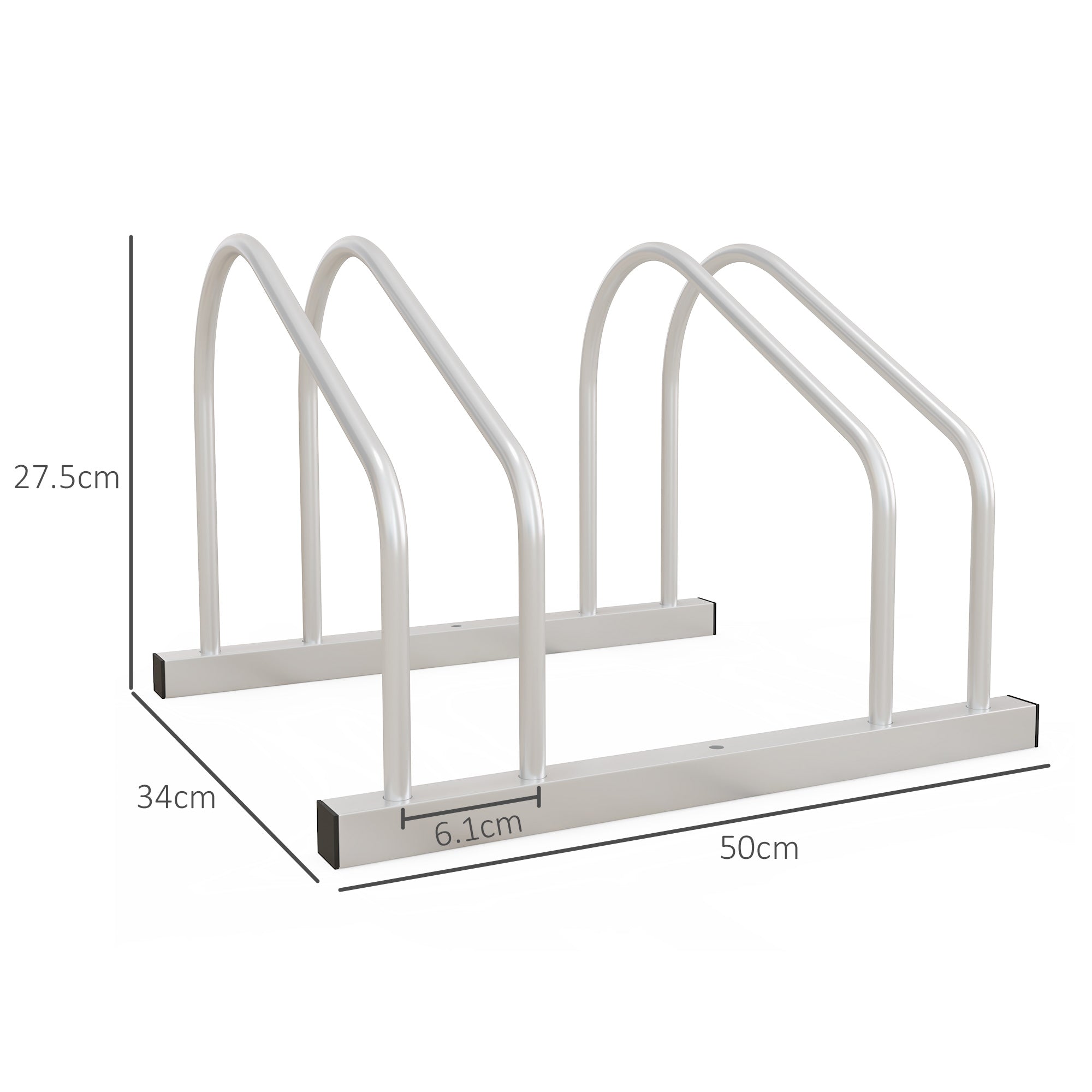 Rastrelliera Portabici per 2 Biciclette Posizione Regolabile in Acciaio 50x34x27,5 cm