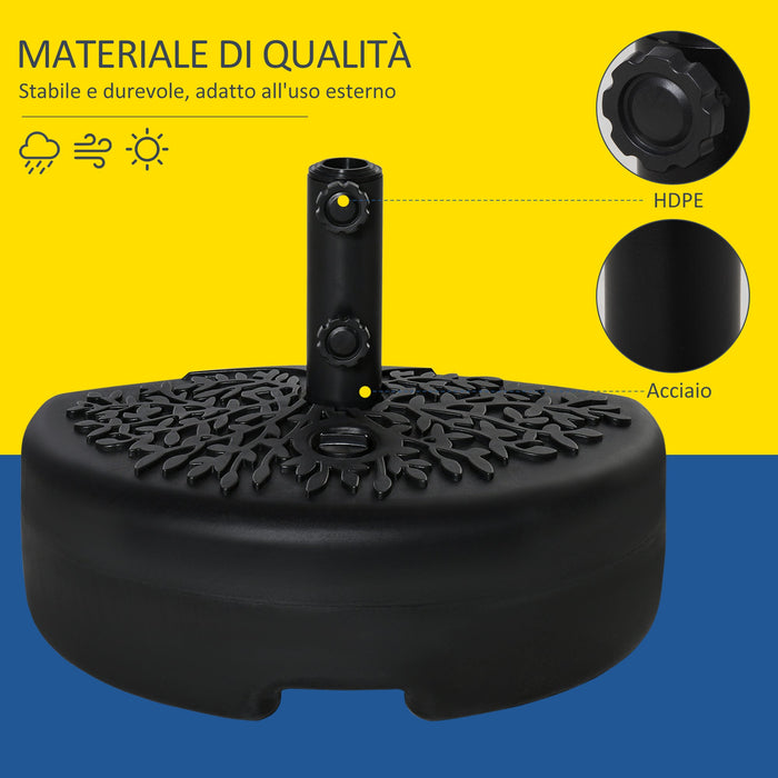 Base per Ombrellone Semicircolare Riempibile con Sabbia o Acqua per Pali 38-48mm Nero