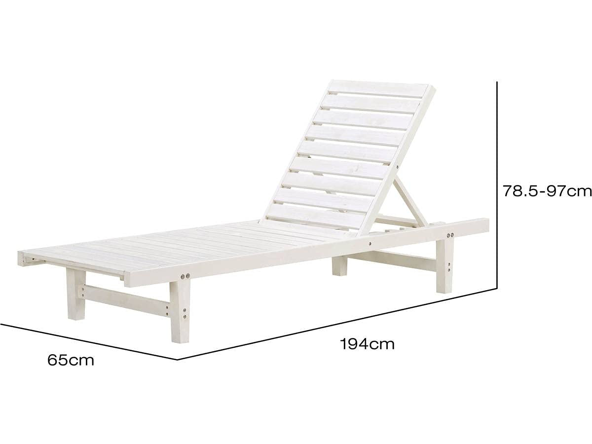 Habitat et Jardin Lettini da Giardino Legno Bianco Set di 2 194 cm