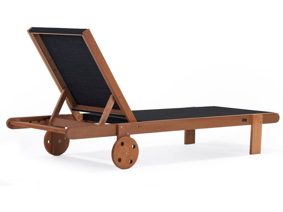 Lettino da sole Habitat et Jardin Saigon Maple legno Shorea nero regolabile con rotelle