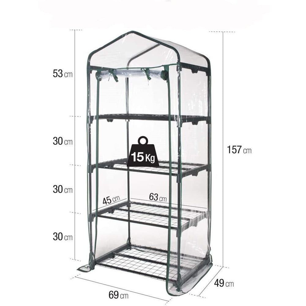 SERRA DA GIARDINO BALCONE C/TELO PIANTE ORTO FIORI 69x49x157cm 4PIANI VERDELOOK